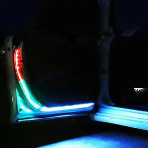 2個の車のドア開口部警告LEDライトストリップようこそ装飾ランプストリップ後部衝突防止安全ユニバーサルカードアライト