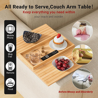 Table d'appoint multifonctionnelle en bambou pour canapé, avec porte-gobelets et plateau à collation, vente directe usine LG