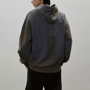 Sudaderas con capucha de hombre con logotipo personalizado Sudaderas con capucha de diamantes de imitación de diseñador lavados Vintage para hombre - Product Image 2