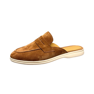 Mocassins en daim confortables et décontractés pour hommes, couleur unie marron, chaussures plates à enfiler, talon bas, pour jeunes - Product Image 1