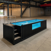 Piscine modulaire hors sol de 20 pieds en conteneur préfabriqué avec structure en acier, fenêtre en acrylique, filtration et circulation
