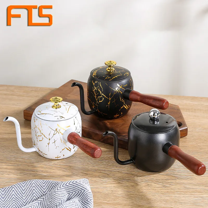 FTS กาน้ำแบบคอห่านเทลงบน Moka, กาน้ำชาจีนตุรกีแบบพกพาเอธิโอเปียนหม้อกาแฟสแตนเลส