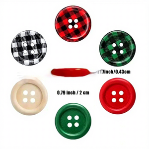 Giáng sinh bằng gỗ màu đỏ màu xanh lá cây kẻ sọc nút tròn mắt tự làm trang trí kỳ nghỉ Quà Tặng - Product Image 2