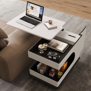 โต๊ะข้างอเนกประสงค์ปรับระดับความสูงได้ โต๊ะกาแฟดีไซน์หรู พร้อมตู้เก็บของและลิ้นชัก โต๊ะเขียนหนังสือแบบมีล้อสำหรับห้องนั่งเล่น - Product Image 4