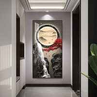 Peinture murale LED en acrylique effet cascade de cristal et porcelaine pour l'entrée et la décoration du salon