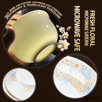 Service de table en porcelaine dorée à motifs floraux, 24 pièces, comprenant bols, assiettes, cuillères, coffret cadeau pour mariage, souvenir d'entreprise