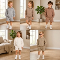 Nouvel ensemble de survêtement pour bébé garçon, couleur unie, avec fermeture éclair, haut à manches longues et short, deux pièces, tenue de jogging pour enfant