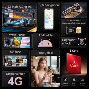 Smart Rugged Mobile Call <b>Phone</b> Android 14.0 G85 Octa Core 8G+128GB 10000mAH 32MP+64MP Fingerprint/Face Unlock All-Specs Powerhou - Product Image 2