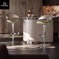 Tabouret de bar de luxe en métal rose doré avec siège en cuir rembourré, hauteur réglable, pour bar et restaurant commercial