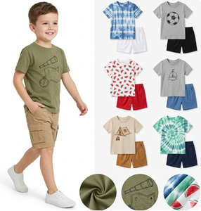 Lots en gros de vêtements d'été pour enfants en coton, styles variés, t-shirts, débardeurs, shorts pour garçons et filles, tenues pour enfants en vrac - Product Image 1