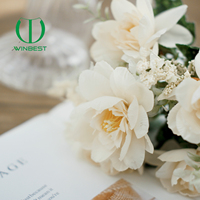 Bouquet de fleurs artificielles vintage en soie de qualité d'origine usine, fait main, pour décoration de mariage et centre de table