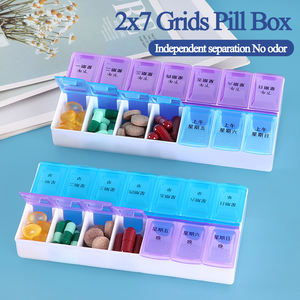 Porte-vitamines personnalisé WEISHENG, facile à retirer, planificateur de médicaments arc-en-ciel, portable, design à bouton-poussoir AM/PM, organiseur de pilules - Product Image 2