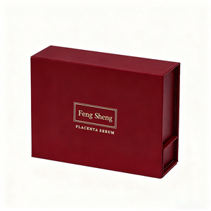 Anti-aging cilt bakımı ve güzellik ürünü ambalaj için çok katmanlı katlama tasarımı ile özel kırmızı Placenta özü Serum hediye kutusu - Product Image 3