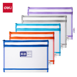 Deli PP128 Bolsa de malla A4 con cremallera, transparente, rectangular, para almacenamiento escolar y clasificación de materiales - Product Image 2