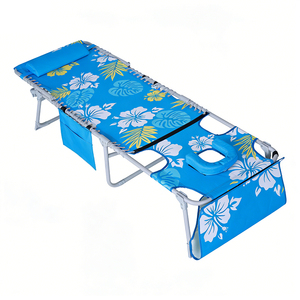 <span class=keywords><strong>Chaise</strong></span> longue pliante d'extérieur personnalisée avec cadre en aluminium, inclinable manuellement, portable, <span class=keywords><strong>pour</strong></span> la plage, avec coussin de tête - Product Image 3
