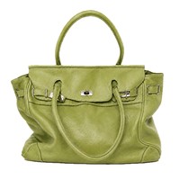 Tas Tote Logam Permukaan Lembut Kustom dengan Gesper, Tas Tangan Kapasitas Besar, Tas Selempang Mewah untuk Wanita, Tas Retro Eropa