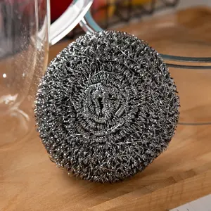 Gloway 10~40G Steel Wool Scrubber Stainless Steel Scouring Pad Heavy Duty Metal Scour Sponge For Tough Kitchen Cleaning
