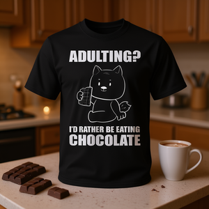 T-shirt Eating Chocolate Sweet Tooth per adulti, divertente maglietta con grafica di gatti, unisex, dalla taglia Small alla XXL - Product Image 3