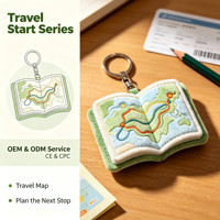 Porte-clés en peluche carte pliée personnalisée, breloque de navigation d'aventure pour les boutiques de cadeaux d'extérieur, vente en gros