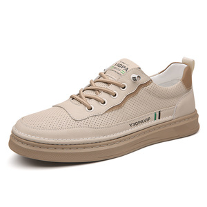 Y30PAVIP Zapatillas de deporte de cuero transpirables para hombre, suela de goma de tacón bajo, entresuela de EVA, zapatos para caminar de ocio - Product Image 5