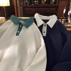 Felpa da uomo in cotone 100% di alta qualità per <span class=keywords><strong>Polo</strong></span> a maniche lunghe con motivo solido invernale felpa traspirante tinta unita - Product Image 2