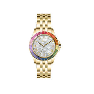 Reloj de Moda para Mujer, Correa de Aleación, Movimiento de Cuarzo, Bisel Iridiscente, Esfera de Cristal, Resistente al Agua, para Fiestas, Negocios y Uso Diario - Product Image 1