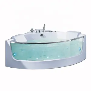 Popular item sector shape small cheap corner glass hot massage bathroom bathtub