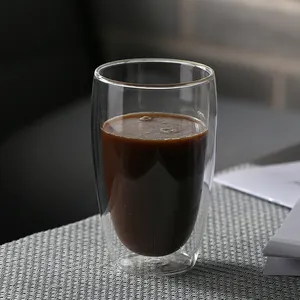 Gelas kopi dinding ganda, cangkir teh Espresso termal, kacamata mulut blowing borosilikat dinding ganda