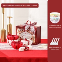 Coffret cadeau de bols et assiettes en céramique sous glaçure à motif végétal, compatibles micro-ondes, pour événements promotionnels et cadeaux d'entreprise