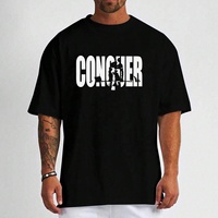 Camiseta deportiva de cuello redondo para hombre, camisetas de gimnasio de manga corta con espray de arcoíris de gran tamaño con serigrafía, estilo de hombro caído