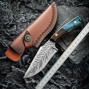 New handmade hammered outdoor knife, suitable for <b>camping</b>, barbecue, and meat cooking; genuine emergency knife; also suitable - Product Image 1