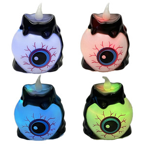 Lampe bougie œil lumineux d'Halloween, décorations pour la fête des fantômes, lampe œil aux yeux colorés avec éclairage par bougie, veilleuse, cadeau - Product Image 2