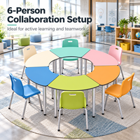 Ensemble de table et de chaises de classe en métal modulaire avec un aménagement flexible, design minimaliste durable pour l'apprentissage collaboratif