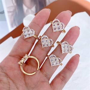 Anel de Moda de Alta Qualidade com Placa de Ouro 5A, Zircônia Cúbica em Forma de Coração, Anéis de Eternidade para Mulheres, Anel de Promessa - Product Image 1