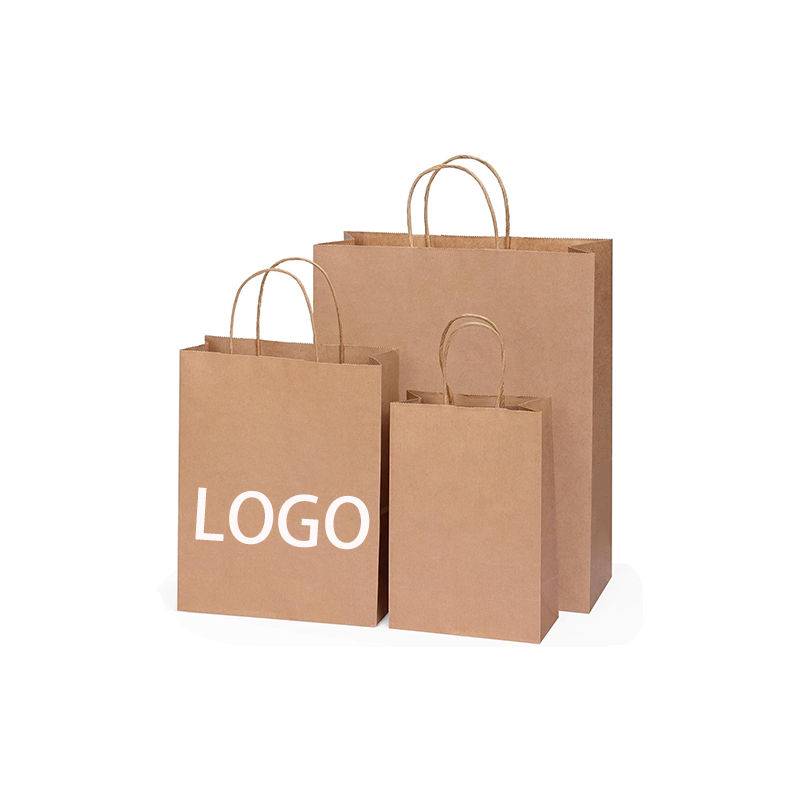 Brown Kraft Paper Craft Bags-Custom Logo Recyclable Business Shopping Packaging for Promotion