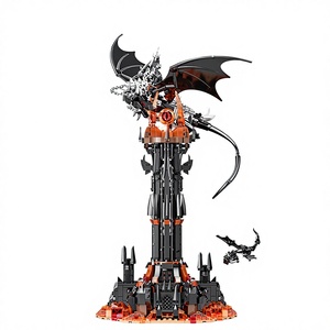 Ensemble de blocs de construction Dark Fantasy : Château Dragon avec yeux lumineux, modèle en briques à assembler soi-même, cadeau pour enfants et collectionneurs adultes - Product Image 3