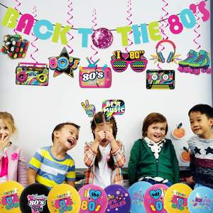 Bannière pour Photomaton Rétro des Années <span class=keywords><strong>80</strong></span>, Ballons Suspendus, Ensembles de Décorations de Fête à Thème des Années 1980 - Product Image 3