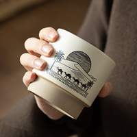 Tasse à café Gahwa en céramique, motif chameau du désert arabe, sans anse, pour la maison, le bureau, l'hôtel, le Ramadan, l'Aïd, l'Iftar, souvenir, cadeau