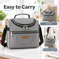 Sac Isotherme Repas en Tissu Oxford Portable avec Poignée Supérieure et Bandoulière, Poche Avant Zippée – Idéal pour le Travail, les Pique-niques et les Voyages – Vente en Gros