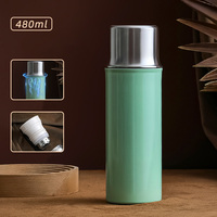 Botol Termos Vakum Stainless Steel 316 Portabel 480ml, Anti Bocor, Terisolasi, untuk Perjalanan, Kantor, dan Minum Sehari-hari