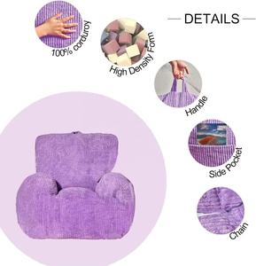 Housse de fauteuil pouf compressé non rembourré en velours côtelé doux et moelleux pour enfants et adultes, idéal pour la maison, le bureau ou le salon - Product Image 3