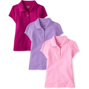 Polo scolaire à manches courtes pour filles, en piqué, couleur unie, coton, vêtements décontractés - Product Image 1