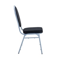 Chaise de banquet avec dossier en tissu noir à motifs-Monture de veines argentées
