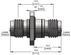 Adaptador ZCOM 2.4(<span class=keywords><strong>F</strong></span>)-2.4(<span class=keywords><strong>F</strong></span>) Hembra a Hembra de 2.4 Pulgadas con Brida de 4 Orificios, Bajo VSWR, Baja Pérdida de Inserción, Conector Coaxial RF de CC-50GHz - Product Image 4
