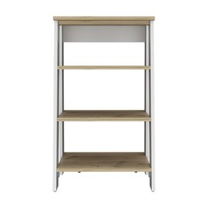 DB Linen Cabinet Jenne Light Oak/<b>White</b> Finish Four Open Bathroom <b>Shelves</b> - Product Image 2