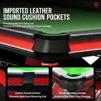Table de billard chinoise commerciale de 9 pieds, cadre rouge, ardoise marbrée de 45 mm, pieds sculptés, rail en acier de 1,2 cm, chêne en fibre de carbone, OEM