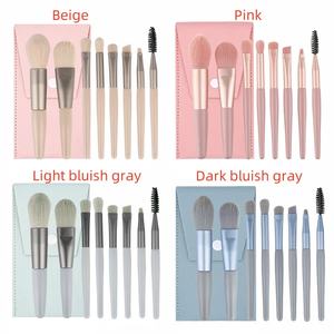Kit de pinceaux de maquillage portables en fourrure douce, mini pinceaux de maquillage 8 pièces, pinceau d'ombre à paupières essentiel de voyage avec sac en PU, vente en gros - Product Image 2