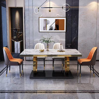 Ensemble table et chaises de salle à manger en acier carbone de style luxueux ; Table rectangulaire compacte pour petites maisons et restaurants ; Résistant aux hautes températures
