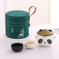 Ensemble de thé en céramique en forme de panda mignon, ensemble de thé Kung Fu miniature portable avec boîte de rangement, cadeau pour les amateurs de thé