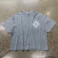 T-shirt court ample à imprimé boussole personnalisé, en coton lourd délavé, coupe oversize à épaules tombantes, décontracté pour homme